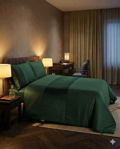 Patch Work Duvet Cover Set- Bottle Green